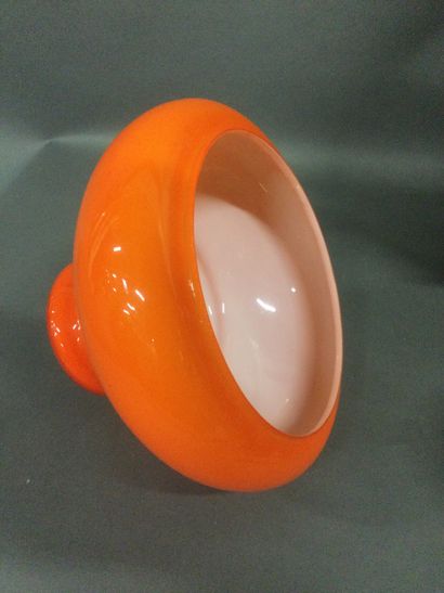 null ABAT-JOUR vintage en verre de couleur orange h 20 cm diam 30 cm