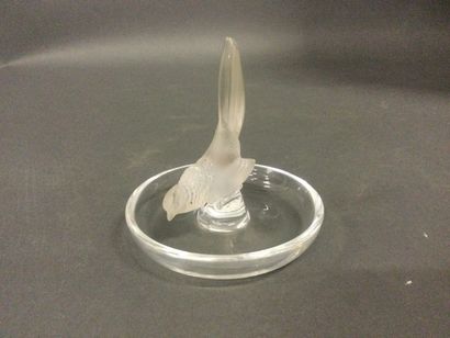  LALIQUE Baguier en cristal "faisan" h 9,5 cm (accident a la queue )