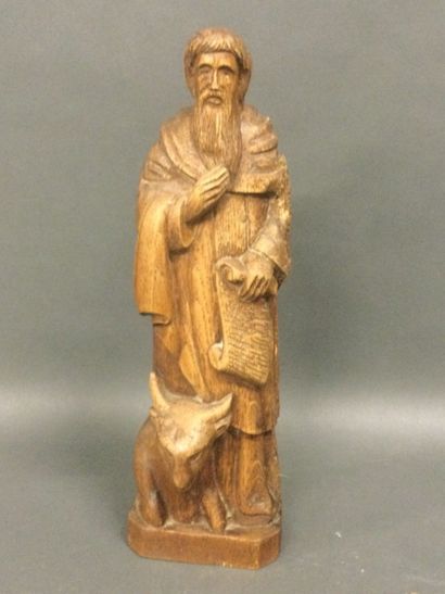 Sujet en bois sculpté figurant Saint François,...