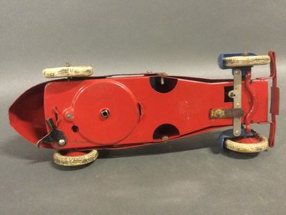 null MECCANO, voiture de course en tôle ancienne, L 23 cm