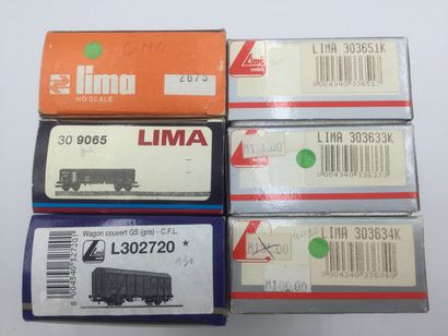 null LIMA, échelle HO, Lot de 6 wagons, références : L302720,303633K,303651K,303634K,309065,2873...