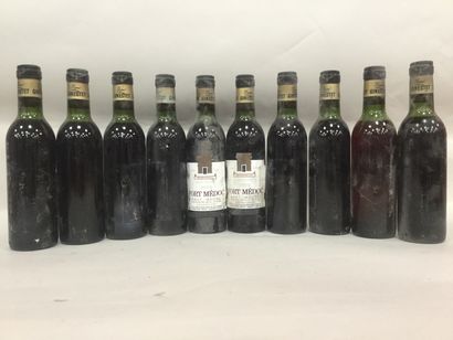 null 29 demies-bouteilles Fort Médoc 1975 ( beaucoup sans étiquettes)