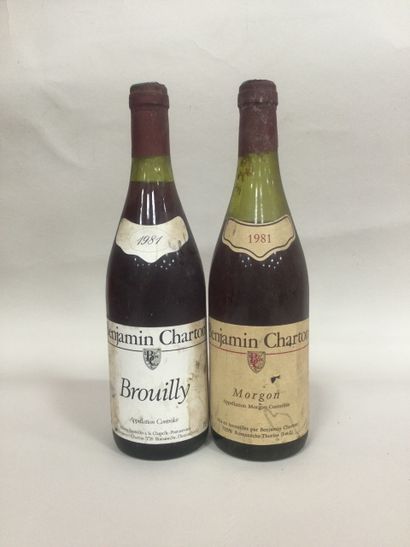 null lot 12 bouteilles: 2 Morgon Benjamin Charton 1981 + 8 Brouilly Benjamin Charton...