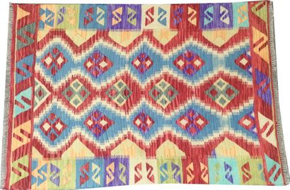 null ANATOLIA, Hand-knotted KILIM carpet with geometrical patterns, Dim. 171 x 122...