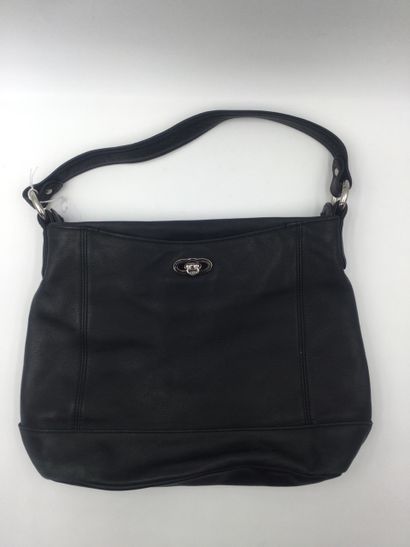 null POURCHET, black leather handbag