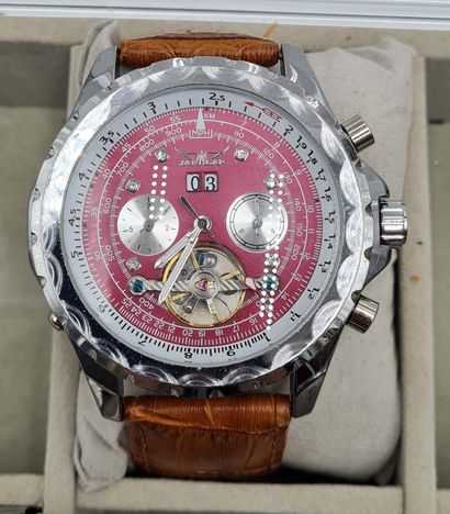null JARAGAR, Lot of 7 men's watches, automatic movements, chronograph/calendar functions,...