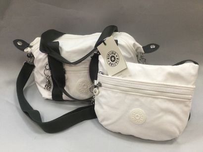 null KIPLING, set of handbag and shoulder bag and canvas shoulder bag, white, H....