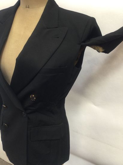 null Jean Paul GAULTIER, black wool blazer, double breasted, one chest pocket and...