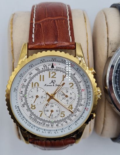 null KRONEN & SOHNE, Set of 3 men's watches, automatic movements, chronograph/calendar...