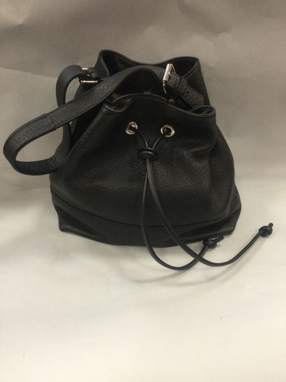 null GROOM, black leather purse, shoulder bag, H. 26 cm