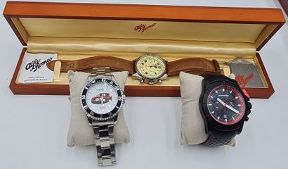 null Set of 3 men's watches: ALFA ROMEO MILANO, quartz movement, stainless steel...