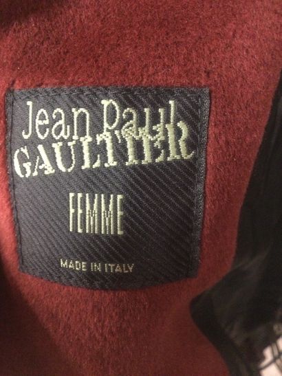 null Jean-Paul GAULTIER, Long wool and angora coat for women, burgundy color, large...