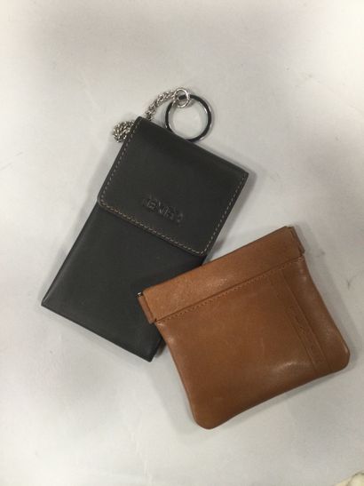 null TEXIER, porte monnaie et porte clés, marron