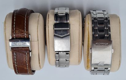 null Set of 3 men's watches: FESTINA, quartz movement, chronograph/calendar function,...