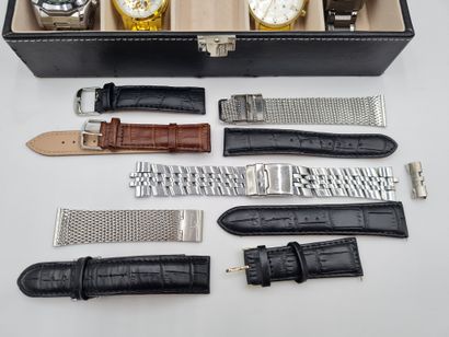 null Lot of 7 men's watches, quartz and automatic movements, some with skeleton dials,...