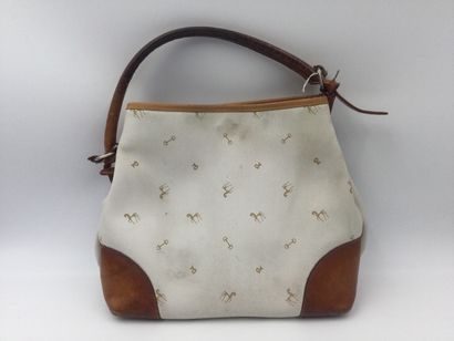 null PETUSCO, leather handbag with horse print. Wear and stains