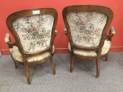  2 CHAIRS tapestry with floral decoration