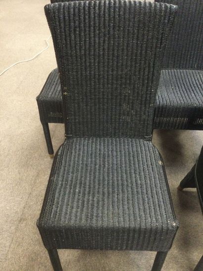 null Lot de 6 chaises modernes en osier de couleur noir H97cm