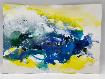 null Steliana MOCANU (1953), "Albastru", acrylic on paper, SBD, Dim: 42 x 30 cm....