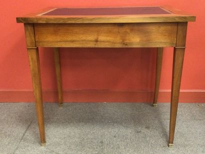 null Petit BUREAU plat, époque directoire, en bois naturel, ouvrant par un tiroir...