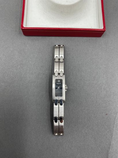 null PEQUIGNET, Ladies' watch, quartz movement, rectangular case and steel bracelet,...