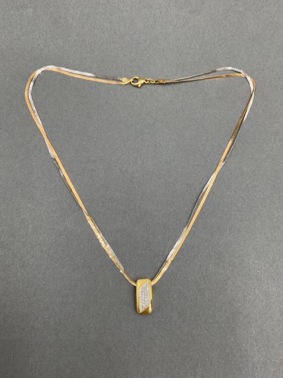 NECKLACE in two-tone 18K gold with two rows...