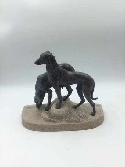  Clovis-Edmond MASSON (1838-1913) Sculpture in regula representing a couple of greyhounds...