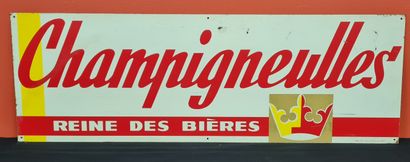 null Rectangular plate single face in painted sheet metal for the beer "CHAMPIGNEULLES"...