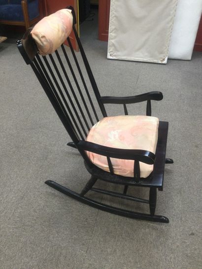 null ROCKING CHAIR wooden chair with fabric seat and headrest h=105cm l=50cm