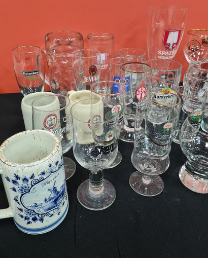 null Collection of 38 old beer glasses, brand CHAMPIGNEULLES, HEINEKEN and other...