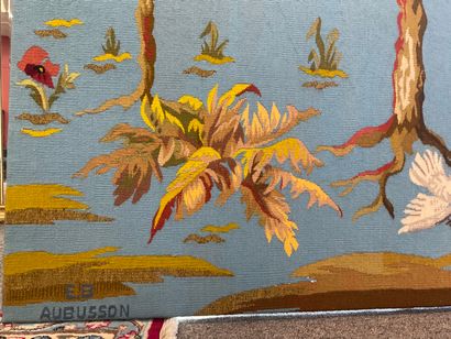 null AUBUSSON, BONJOUR workshop, Tapestry in wool with vegetal decoration animated...