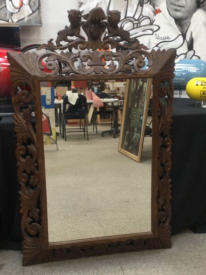  Large MIRROR, wooden frame in the Louis XVI style carved and openworked with acanthus...