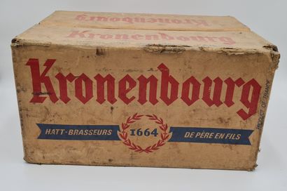 null Ancienne caisse consignée vide en carton fort pour la marque de bière KRONENBOURG,...