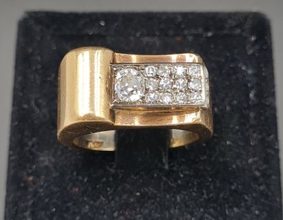 RING Tank in 18K gold 750/°° decorated with...