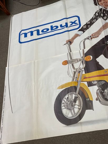 null Original giant advertising poster of the 70's in 4 parts for the Mobylette "MOBYX"...