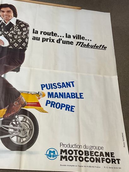  Original giant advertising poster of the 70's in 4 parts for the Mobylette "MOBYX"...