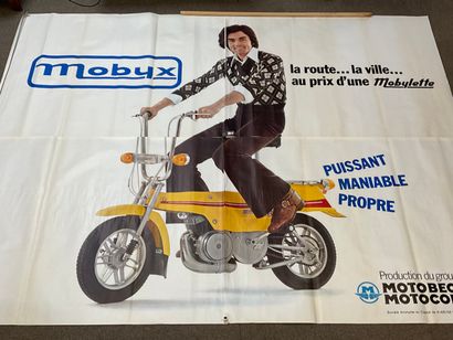  Original giant advertising poster of the 70's in 4 parts for the Mobylette "MOBYX"...