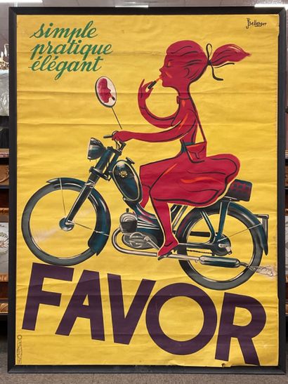  AFFICHE originale pour les Motocycles FAVOR "Simple , pratique, élégant ", Dessin...