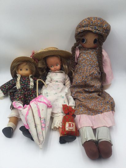 Lot de 3 poupées (2 en celluloïd et 1 en...
