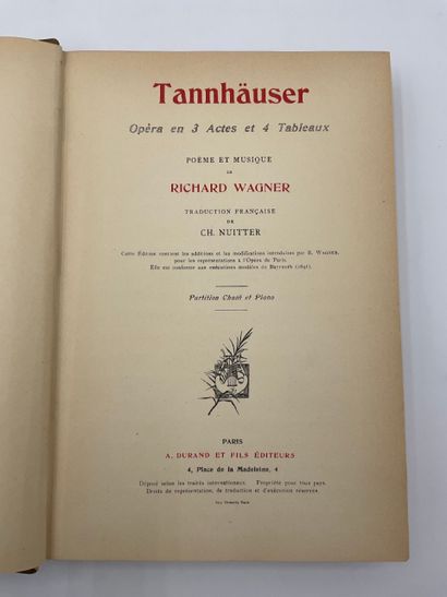 null Richard WARGNE, Opéra TANNHAUSER et LOHENGRIN, 2 Vol. In-8, Demi-reliure cuir,...