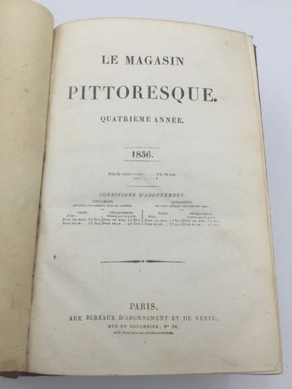null MAGASIN PITTORESQUE (Années 1833, 1834, 1835 et 1836, 4 Vol. In-8, reliures...