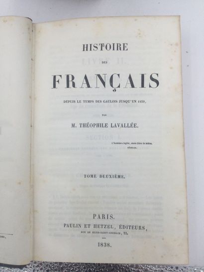 null Théophile LAVALLEE, Histoire des Français, 4 Vol. In-8, reliure demi-cuir, dos...