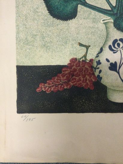 null Peter ORLANDO (1921-2009), bouquet de tournesols dans un vase, Lithographie,...