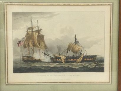 null Thomas WITHECOMBE (1763 -1825), Lot de deux Lithographies Marines : "Capture...