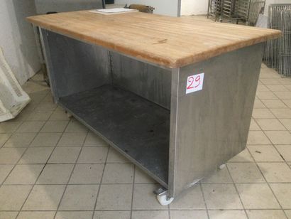 null DÉSSERTE piétement inox et plateau en bois l 160