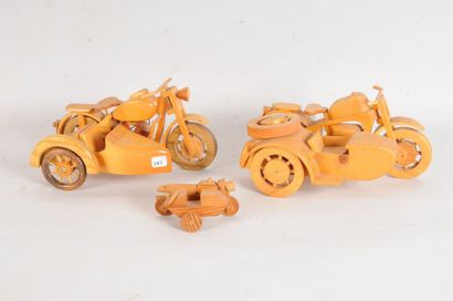 Lot de 3 motos miniatures avec side-car en...