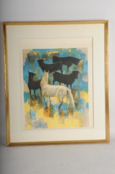 null Robert DEBIEVE (1926 -1994) - "En Camargue" - 48.5 x 39 cm 