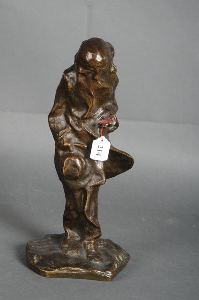 null HOETGER Bernhard (1874 - 1949) - Bronze à patine brune "Le mendiant" ANDRO Fondeur...