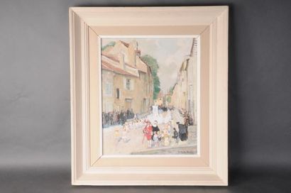 null Jules René HERVE (1887-1981) - HST Procession, 46x38 cm