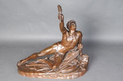 Sculpture bronze à patine brume représentant...